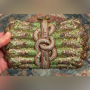 Luxurious Gold and Green Crystal Clutch